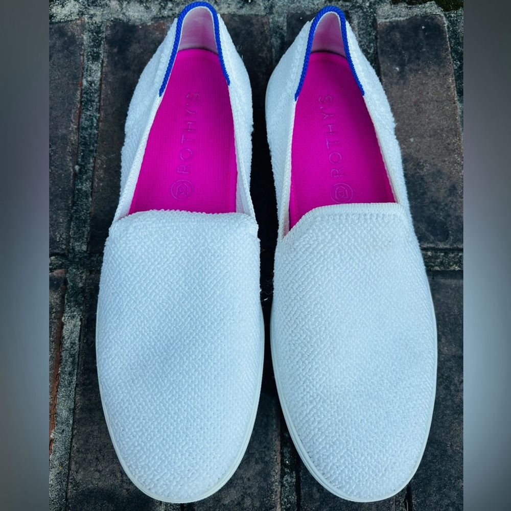 VGUC Rothy's Bright White Terry Sneaker Size 10 Retired style Washable